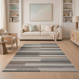 Modern Horizontal Striped Neutral Area Rug