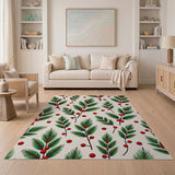 Festive Holly Berry Pattern Area Rug