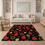 Whimsical Red Ornament Citrus Pattern Area Rug