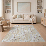 Beige Abstract Flow Area Rug