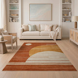 Orange Geometric Abstract Area Rug