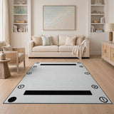Black White Geometric Bordered Area Rug