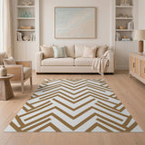 Tan Interlocking Zigzag Geometric Area Rug