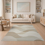 Abstract Area Serene Wave Beige Abstract Area Rug