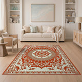 Elegant Red Mandala Persian Area Rug