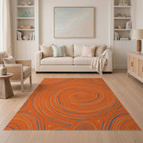 Orange Swirl Galaxy Abstract Area Rug