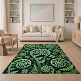 Lush Green Fern Spiral Shamrock Rug