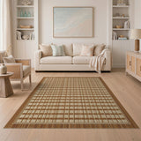 Rustic Brown Tan Plaid Brown and Tan Area Rug