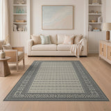 Black White Tribal Border Area Rug