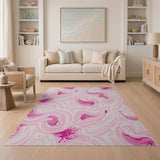 Pink Pink Fluid Swirl Abstract Area Rug