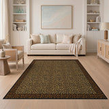 Tan Leopard Print Area Rug with Black Border