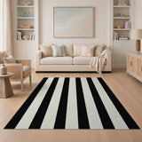 Geometric Modern Bold Black White Vertical Stripe Area Rug