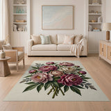 Vintage Pink Peony Bouquet Area Rug