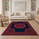 Red Sun Mandala Heritage Tribal Area Rug