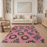 Pink Holly Berry Wreath Area Rug