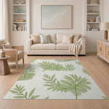 Elegant Green Fern Leaf Area Rug