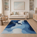 Shark Ocean Waves Blue Area Rug