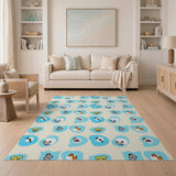 Playful Kawaii Cartoon Animals Area Rug