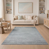 Grey Grey Geometric Heritage Tribal Area Rug