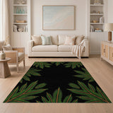 Vibrant Green Orange Leaf Mandala Area Rug