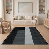 Black White Geometric Dot Matrix Rug