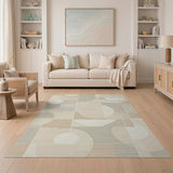 Abstract Geometric Neutral Beige Area Rug
