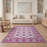 Pink Vibrant Pink Floral Persian Area Rug