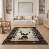 Southwestern Buck Deer Head Area Rug