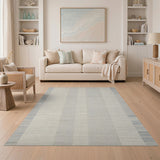 Blue Striped Textured Woven Area Rug