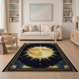 Celestial Gold Sun Moon Face Area Rug