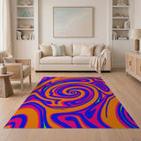 Vibrant Spiral Wave Abstract Area Rug
