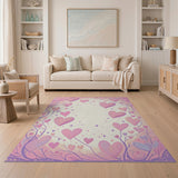 Romantic Pink Hearts Vines Area Rug