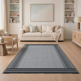 Geometric Modern Black White Geometric Border Area Rug