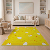 Yellow Playful Fried Egg Yellow Area Rug