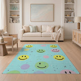 Playful Smiley Faces Multi-Color Area Rug