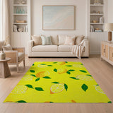 Yellow Vibrant Lemon Fruit Pattern Yellow Area Rug