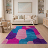 Vibrant Pink Blue Purple Geometric Shag Rug