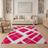 Vibrant Pink Geometric Diamond Area Rug