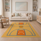 Orange Orange Basketball Court Geometric Area Rug