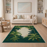 Green Lush Emerald Palm Grove Area Rug