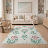Blush Pink Floral Motif Area Rug
