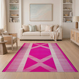 Vibrant Pink Diamond Geometric Area Rug