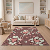 Playful Pink Hearts Arrows Pattern Rug