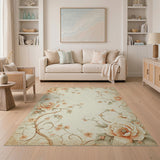 Vintage Peony Vine Border Area Rug
