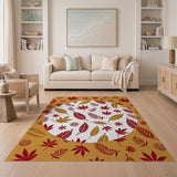 Orange Fall Leaves Pattern Area Rug