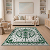 Ornate Green Mandala Soccer Rug