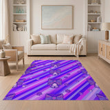 Purple Cat Collar Paw Print Area Rug