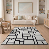 Black White Geometric Abstract No. 3 Area Rug