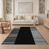 Black White Striped Geometric Geometric Modern Area Rug