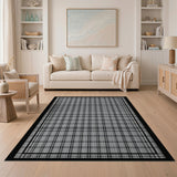 Black White Checkered Grid Geometric Modern Area Rug